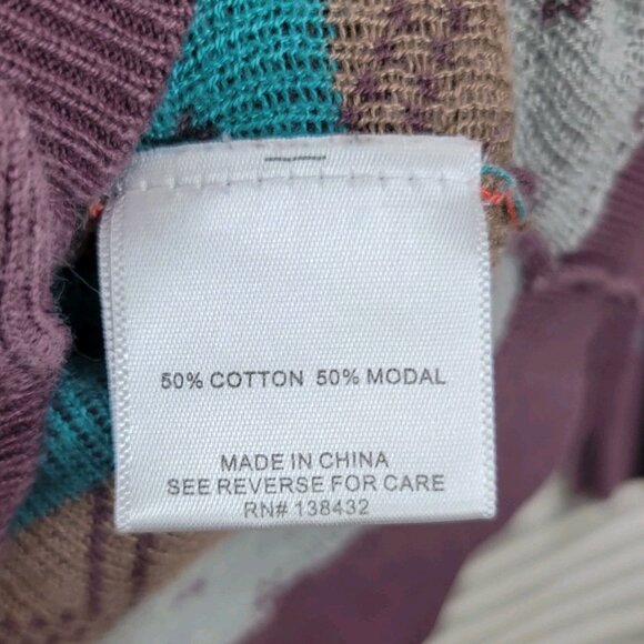 Modcloth Cardigan Sweater Size Small Purple Teal Pink Stripe 3/4 Sleeve Pinup - Picture 5 of 5